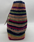 Aqua Multi-Color Straw Tote