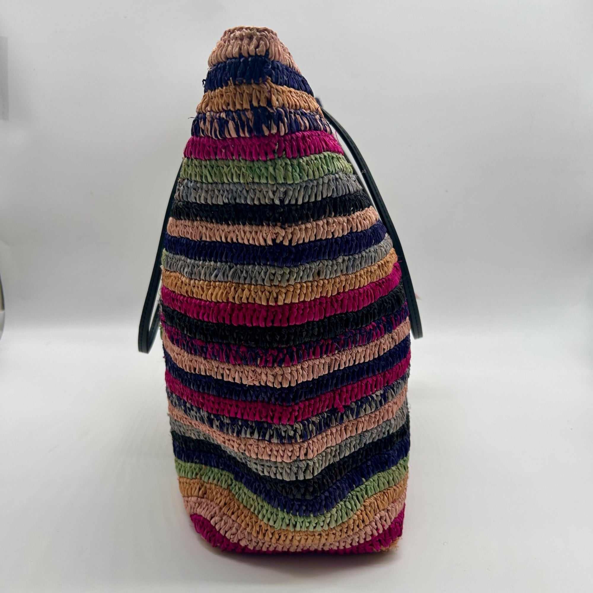 Aqua Multi-Color Straw Tote