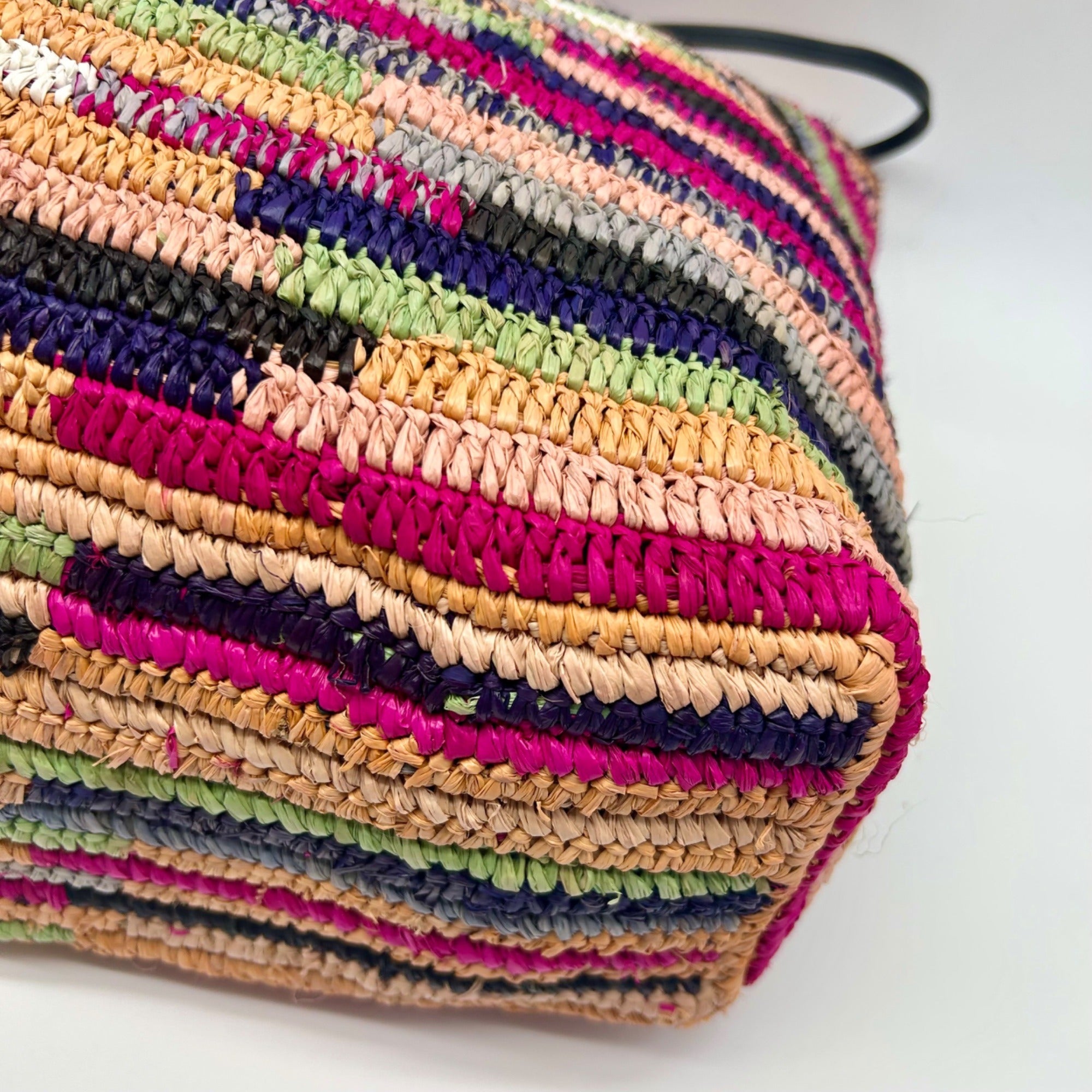 Aqua Multi-Color Straw Tote