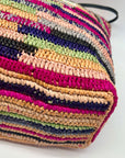 Aqua Multi-Color Straw Tote