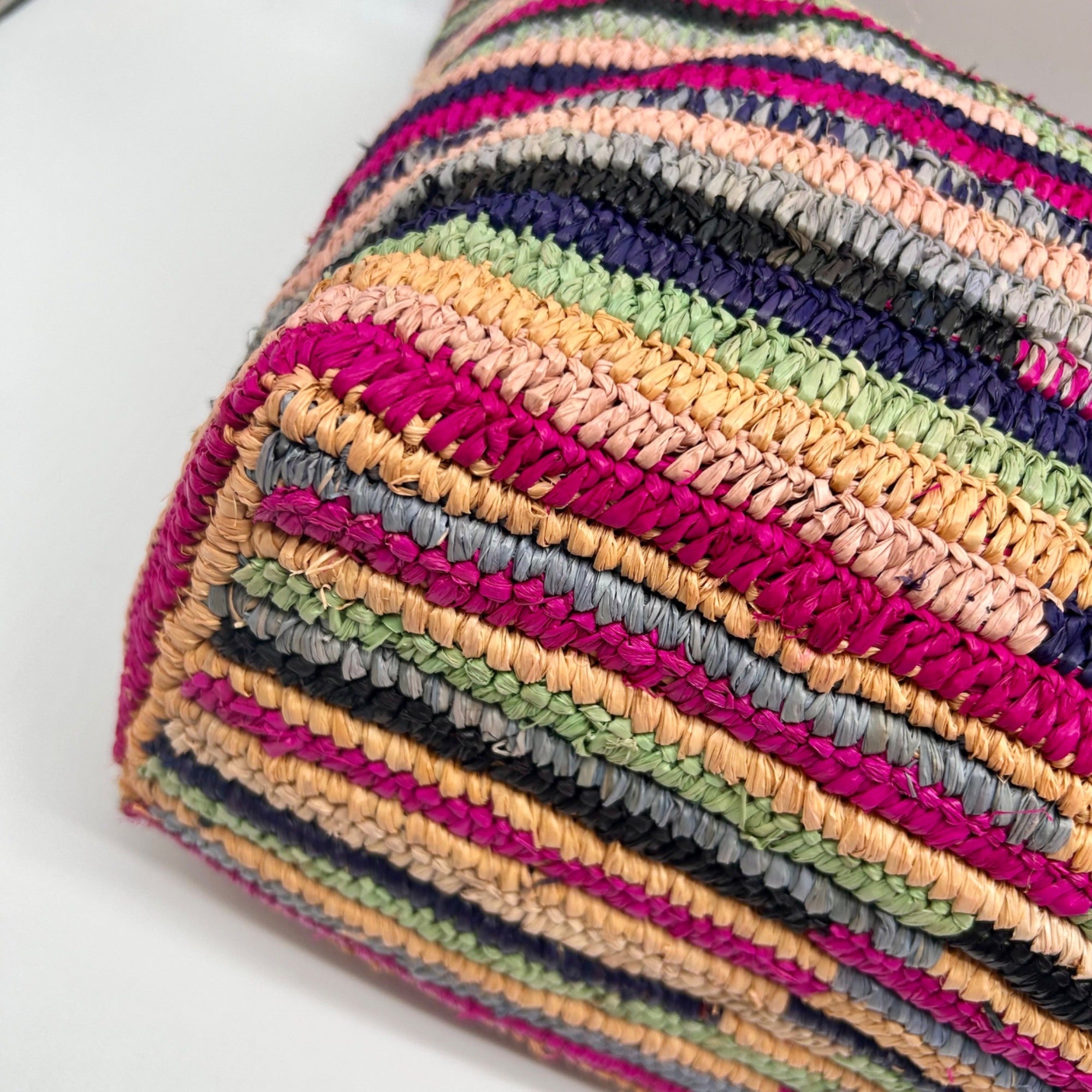 Aqua Multi-Color Straw Tote