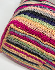 Aqua Multi-Color Straw Tote