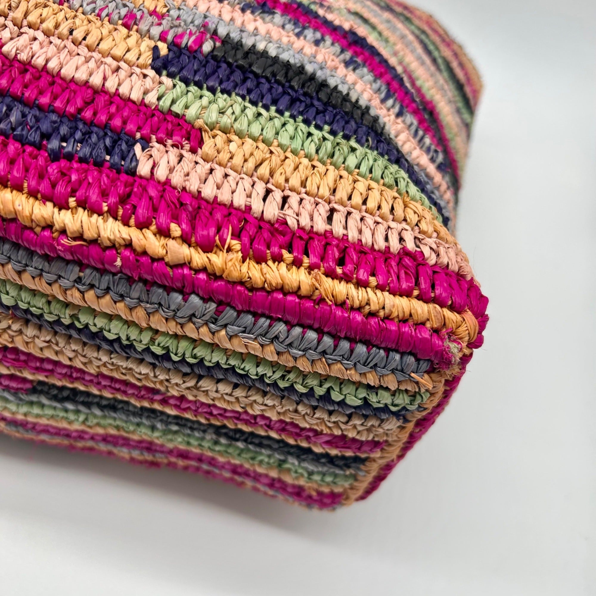 Aqua Multi-Color Straw Tote