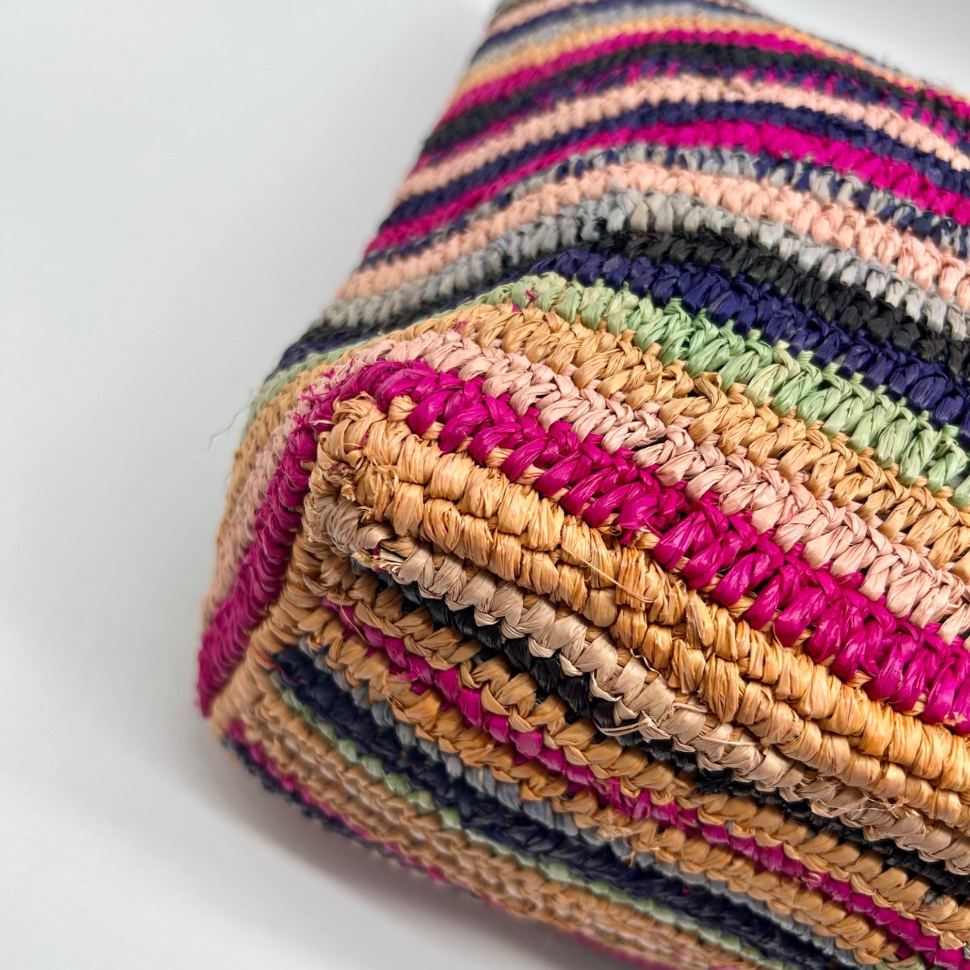 Aqua Multi-Color Straw Tote