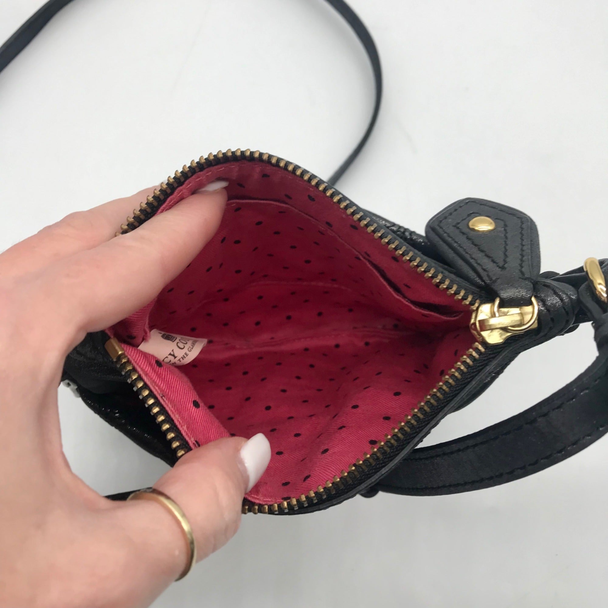 Juicy Couture Black Quilted Leather Crossbody Bag