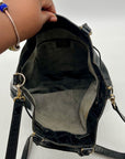 Furla Black Croc-Embossed Leather Tote Bag