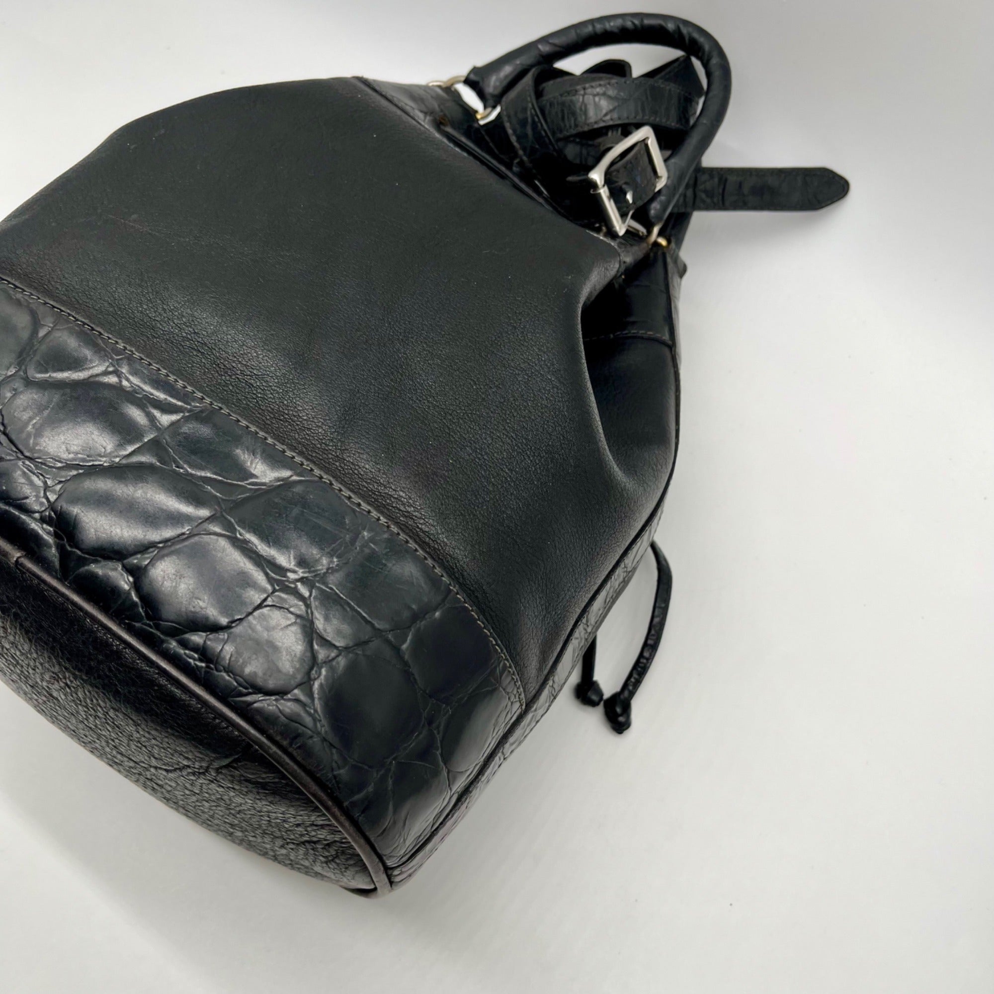 Furla Black Croc-Embossed Leather Tote Bag