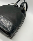 Furla Black Croc-Embossed Leather Tote Bag