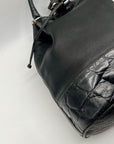 Furla Black Croc-Embossed Leather Tote Bag