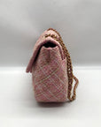 Karl Lagerfeld Pink And Gold Tweed Agyness Adjustable Shoulder Bag