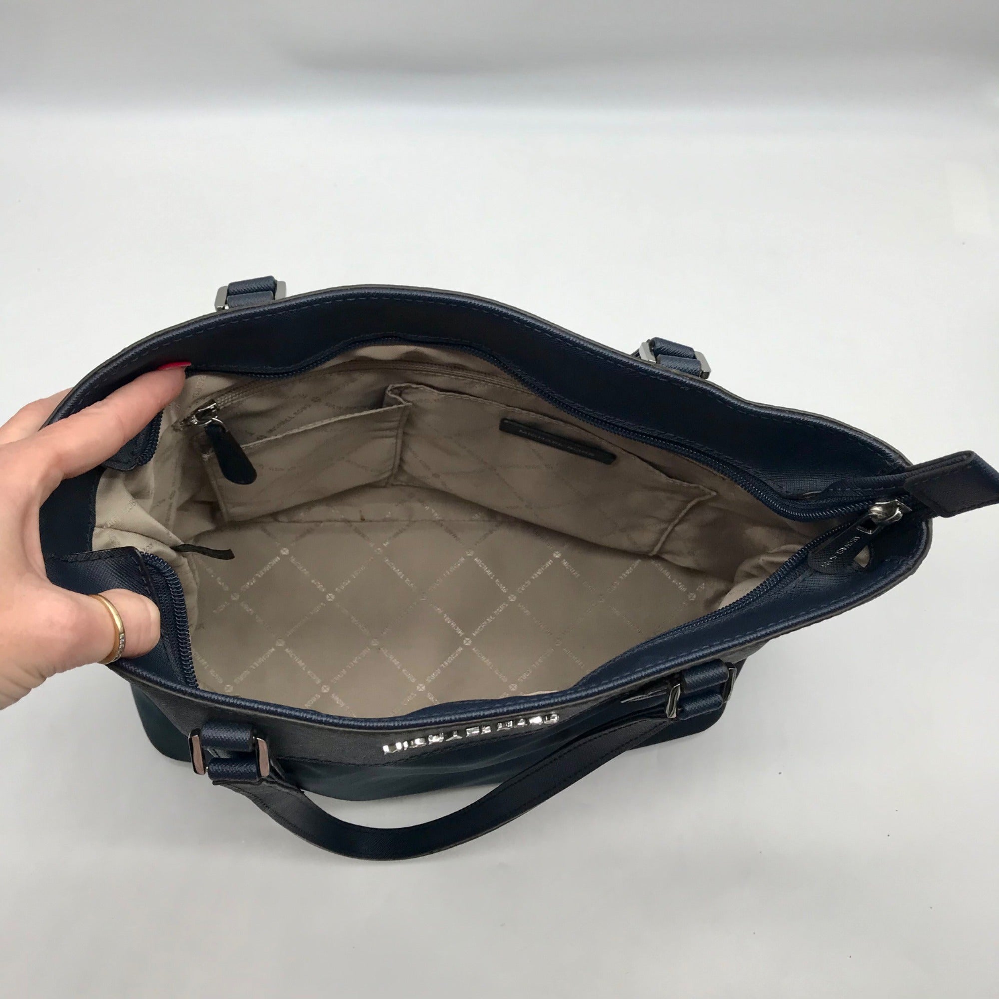 Michael Kors Navy Blue Nylon &amp; Leather Winston Tote Bag