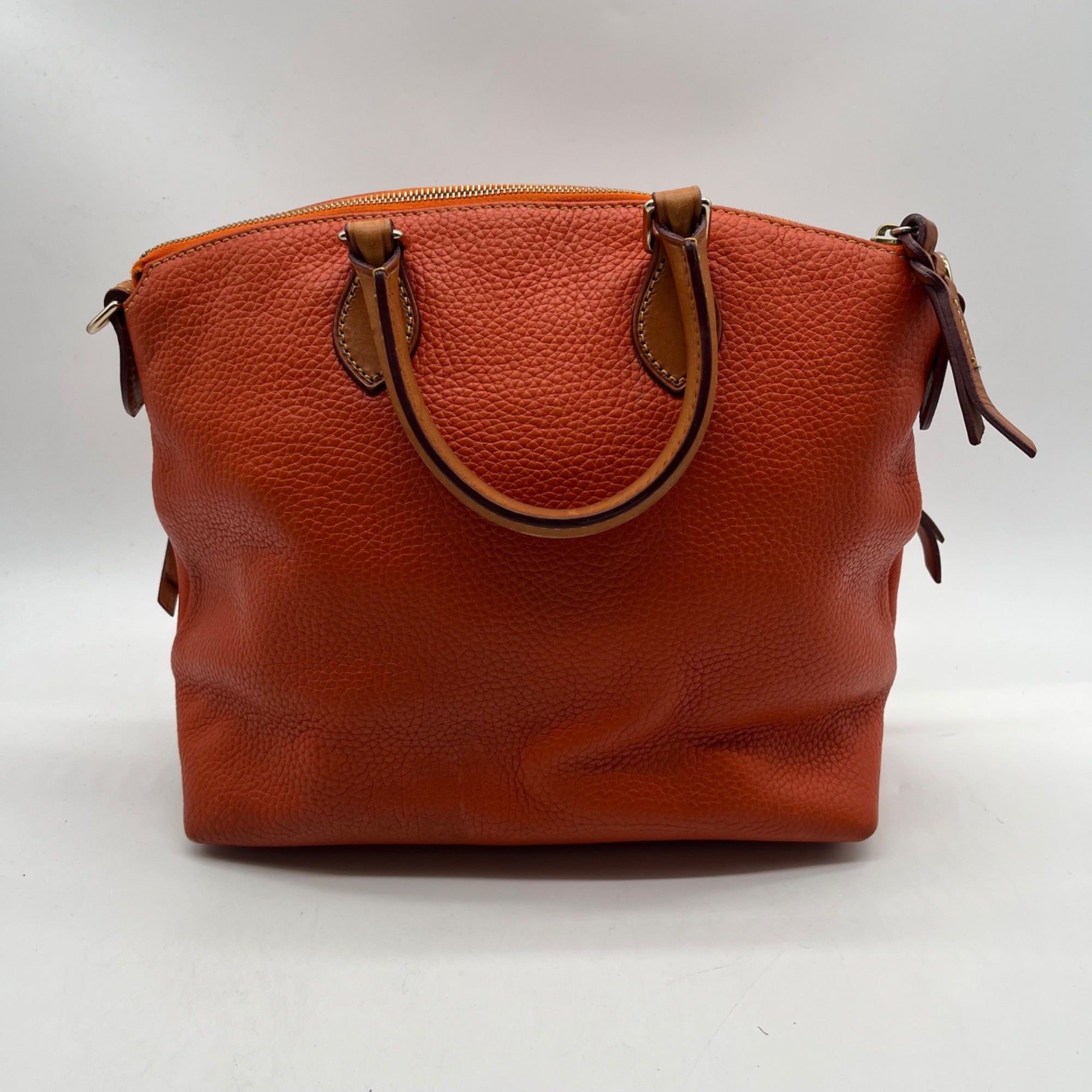 Dooney And Bourke Burnt Orange Pebbled Leather Satchel