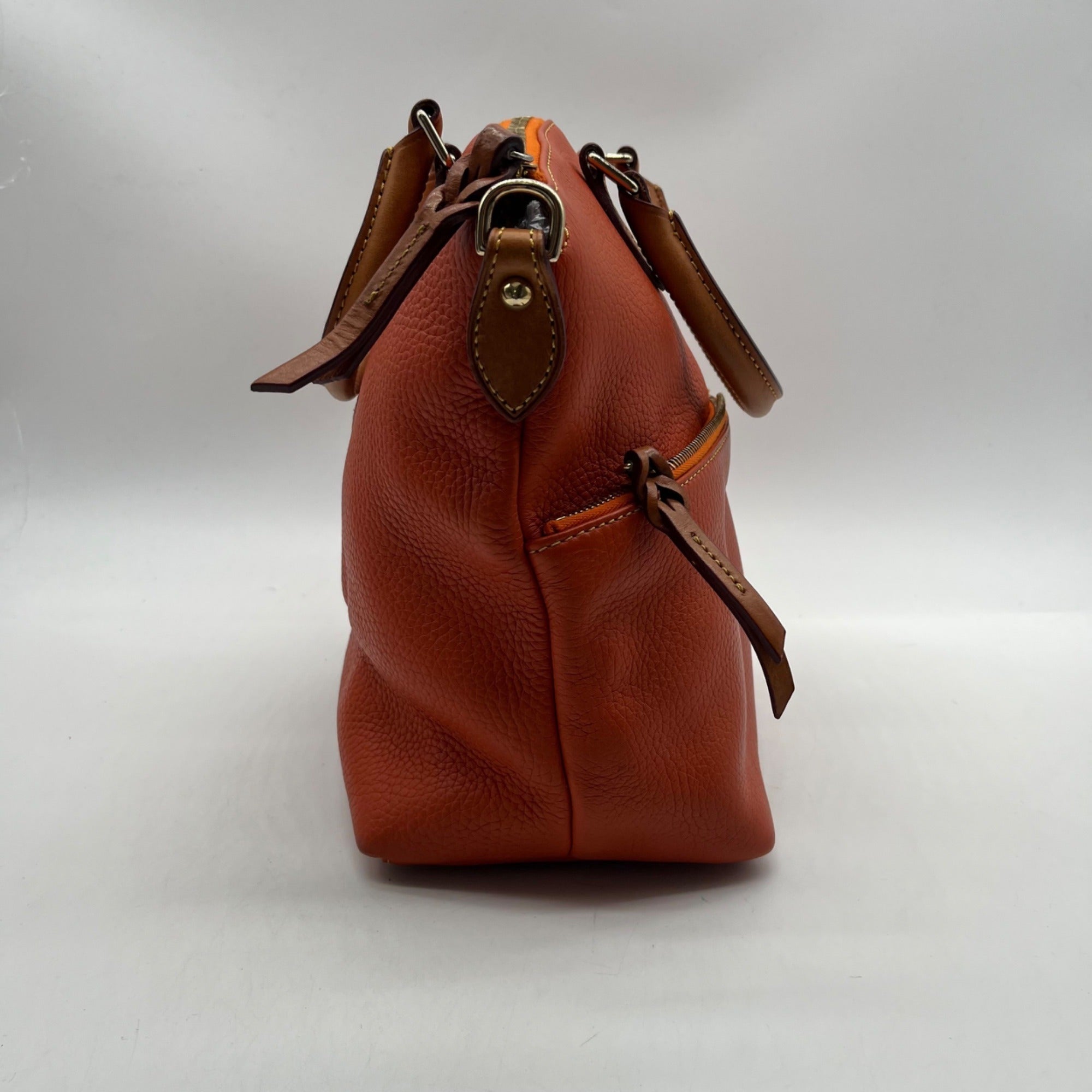Dooney And Bourke Burnt Orange Pebbled Leather Satchel