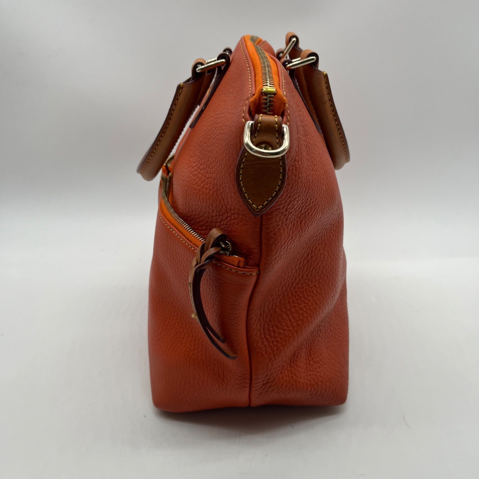 Dooney And Bourke Burnt Orange Pebbled Leather Satchel