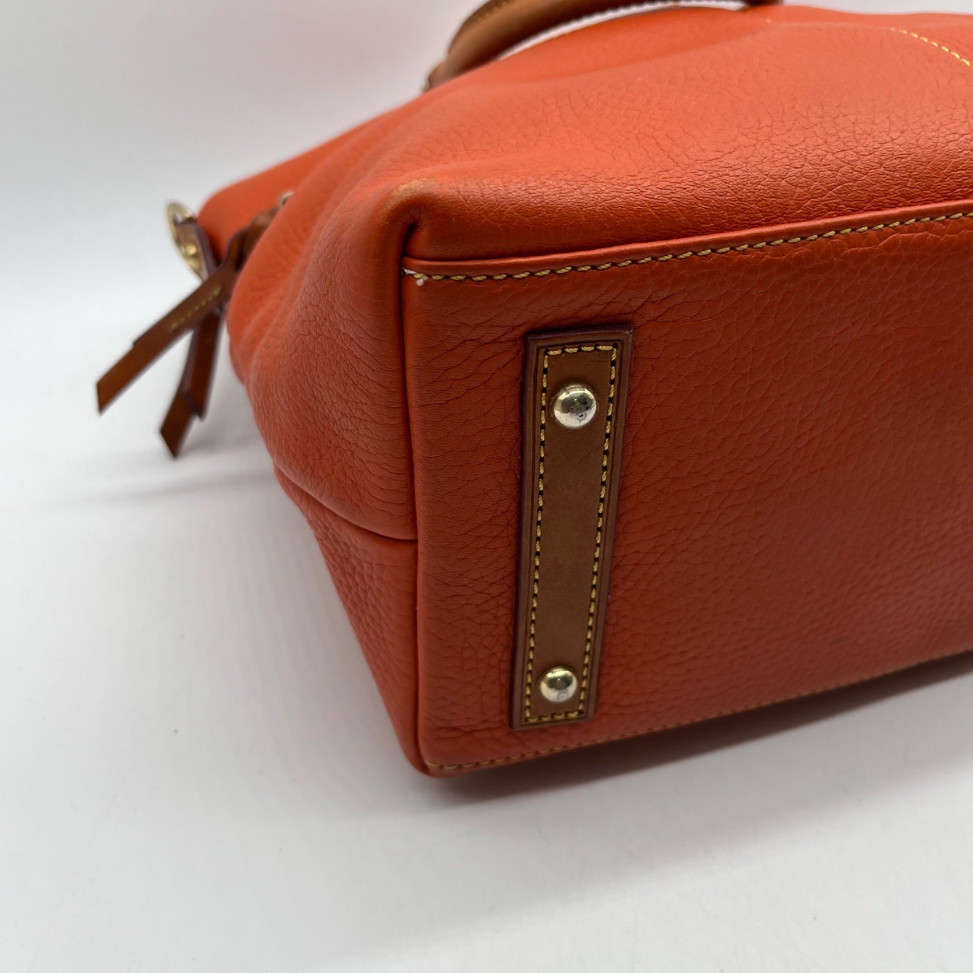 Dooney And Bourke Burnt Orange Pebbled Leather Satchel