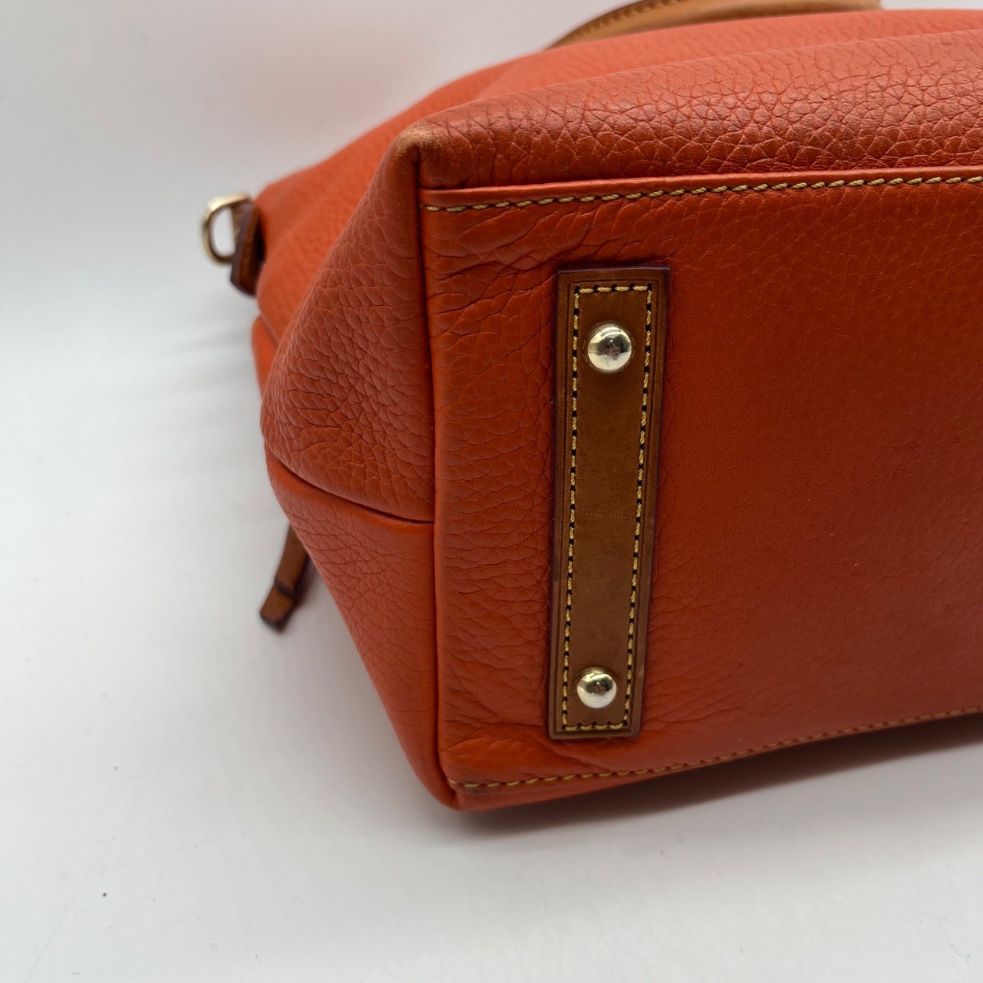 Dooney And Bourke Burnt Orange Pebbled Leather Satchel