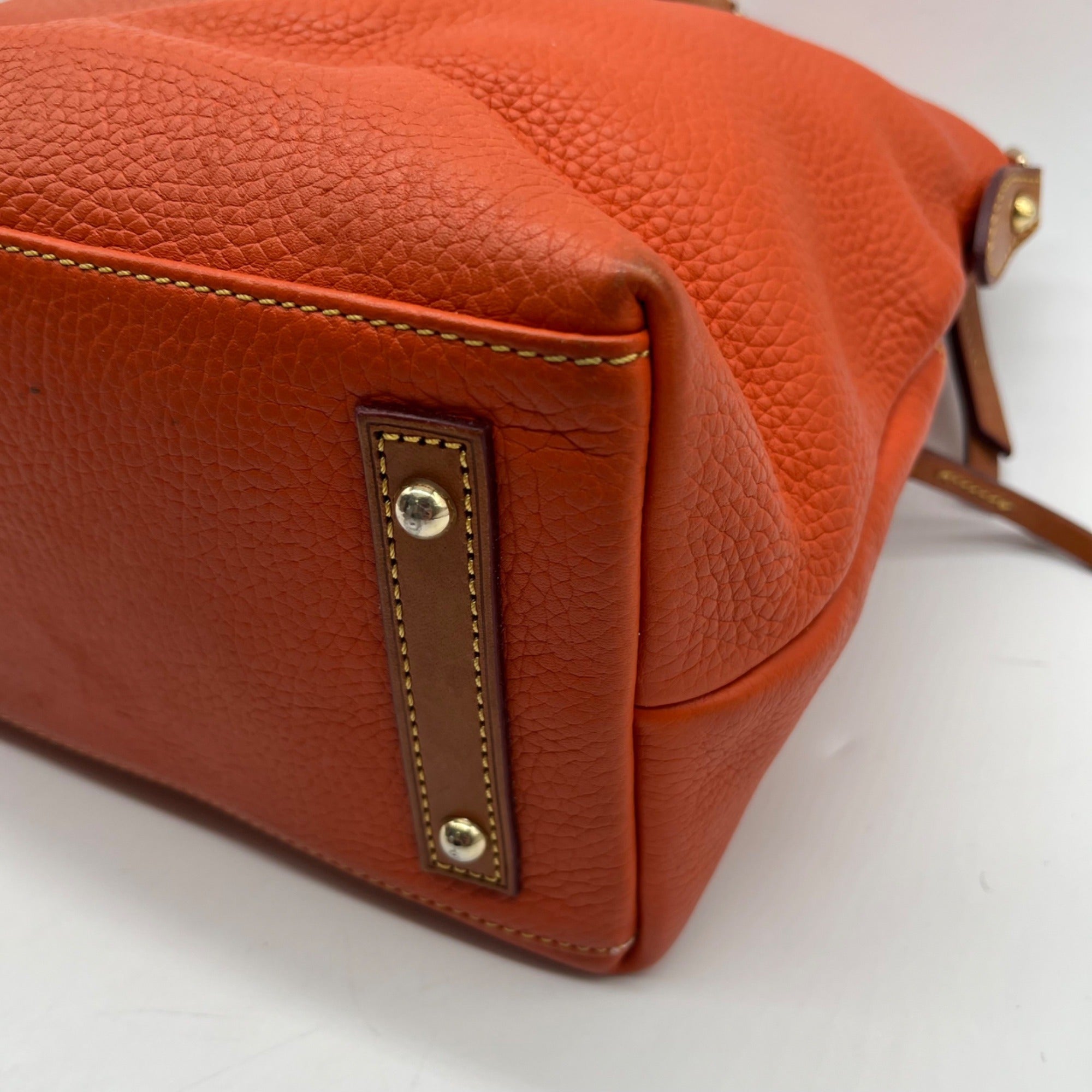 Dooney And Bourke Burnt Orange Pebbled Leather Satchel