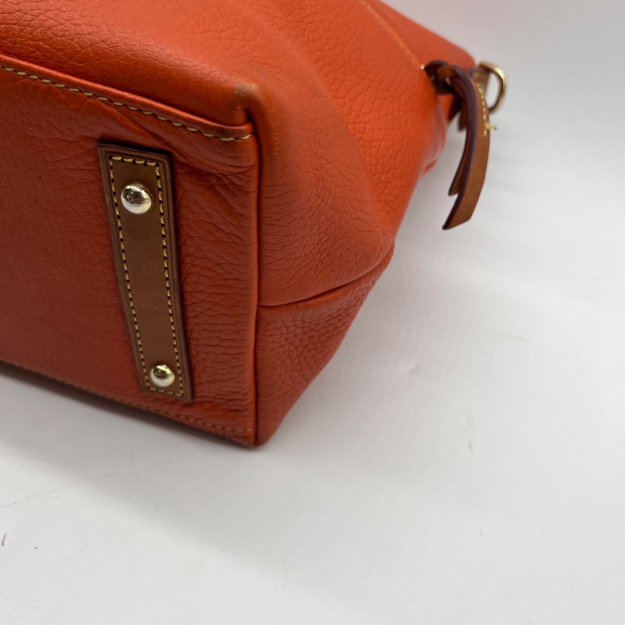 Dooney And Bourke Burnt Orange Pebbled Leather Satchel