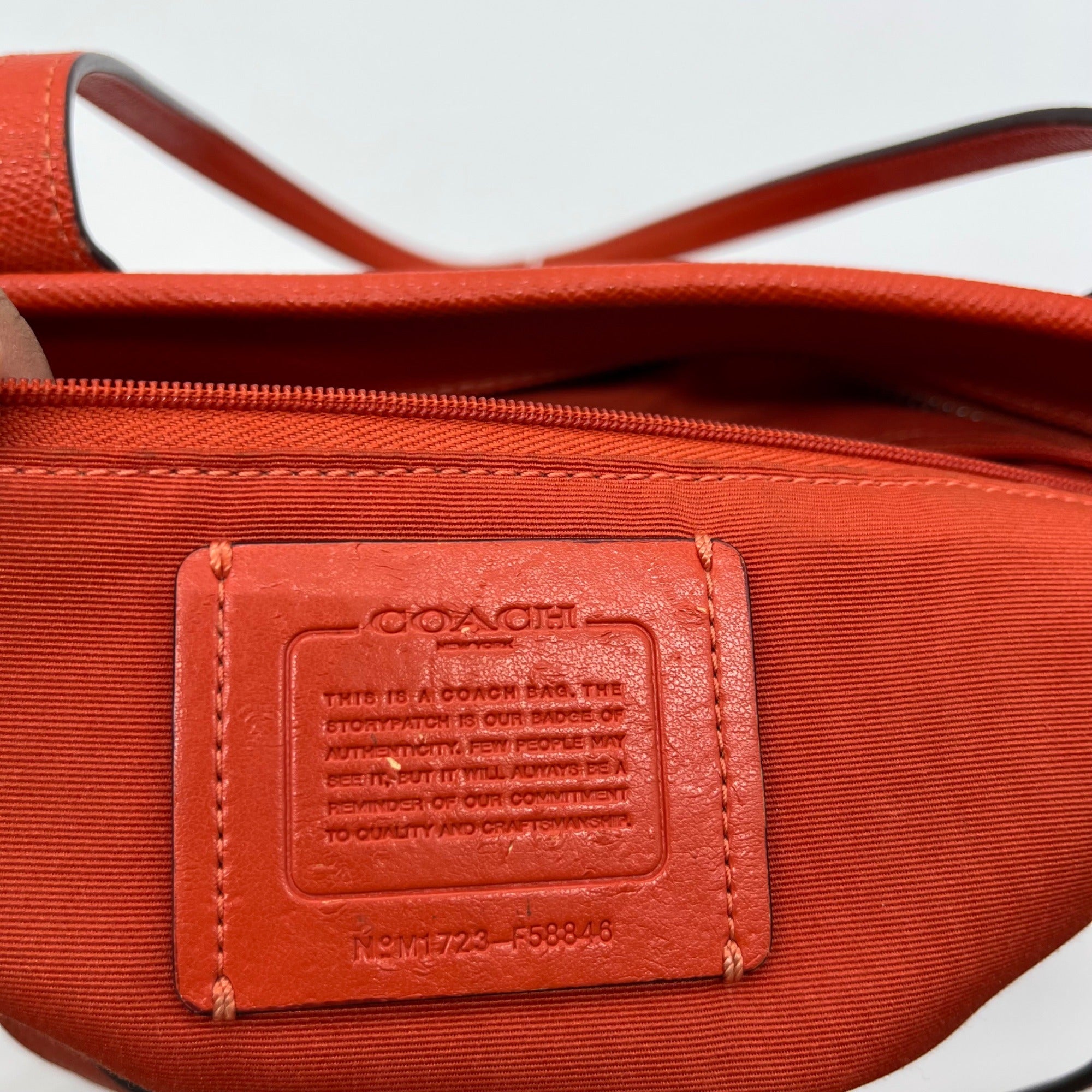 Coach Burnt Orange Pebbled Leather Zip Top City Tote Bag F58846