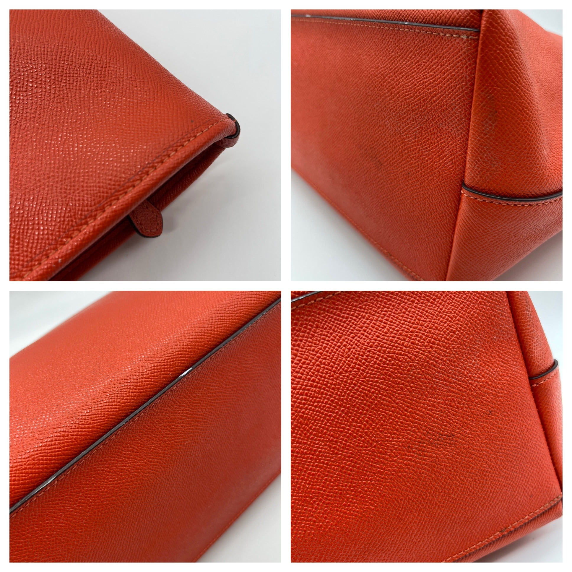 Coach Burnt Orange Pebbled Leather Zip Top City Tote Bag F58846