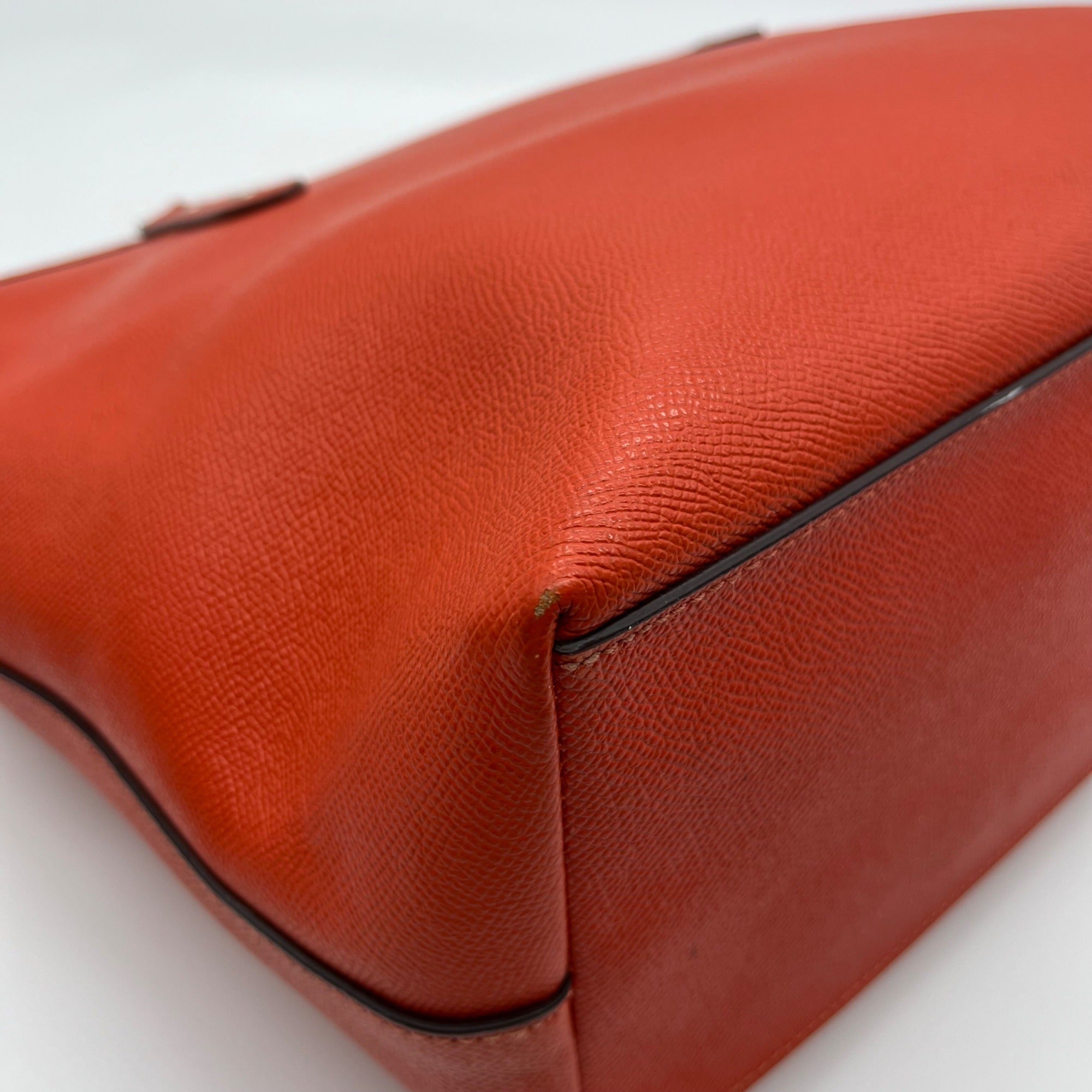 Coach Burnt Orange Pebbled Leather Zip Top City Tote Bag F58846