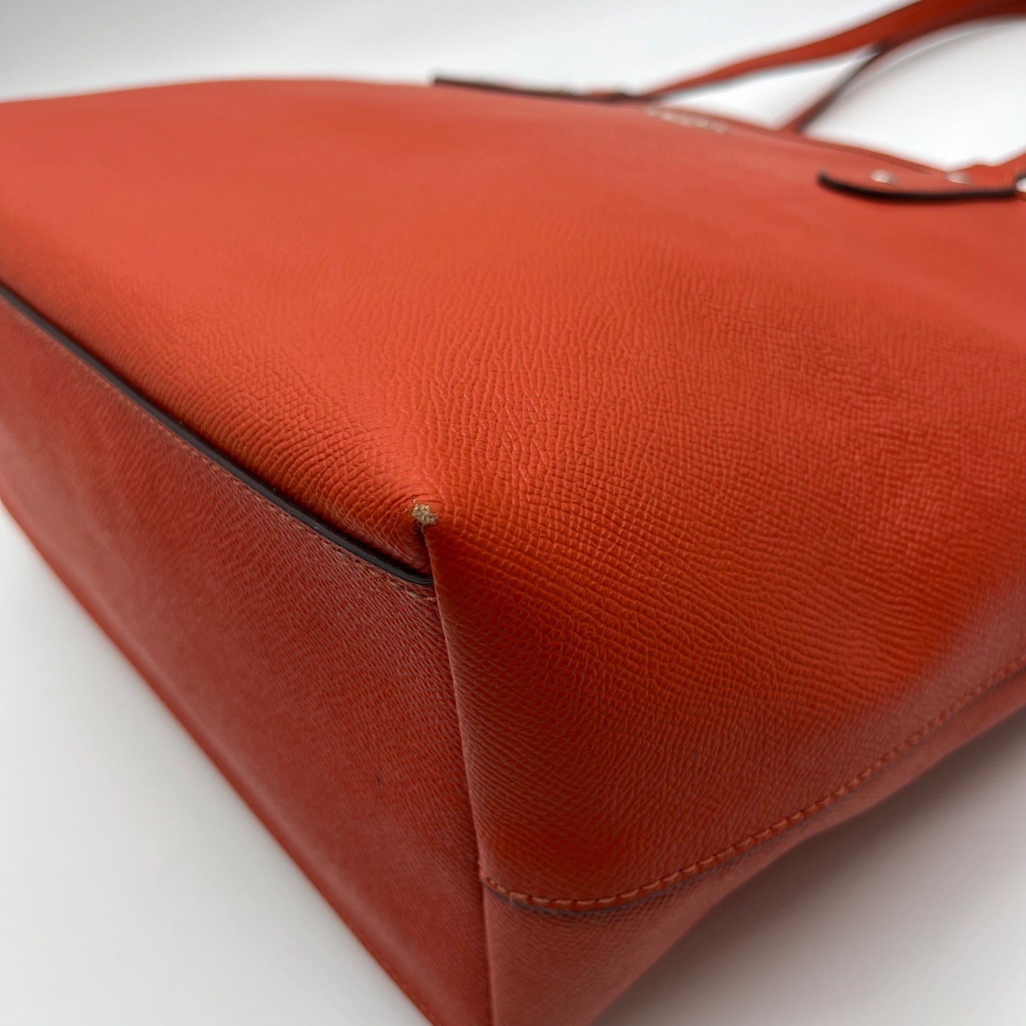 Coach Burnt Orange Pebbled Leather Zip Top City Tote Bag F58846