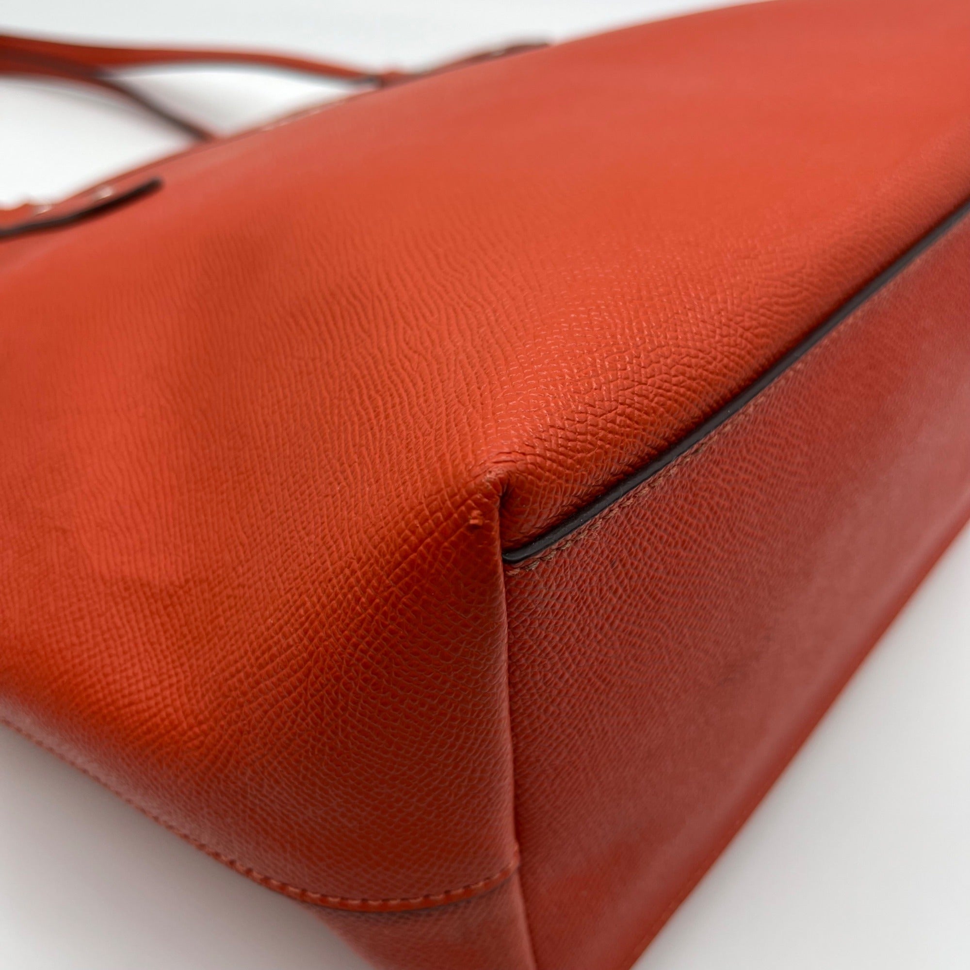 Coach Burnt Orange Pebbled Leather Zip Top City Tote Bag F58846