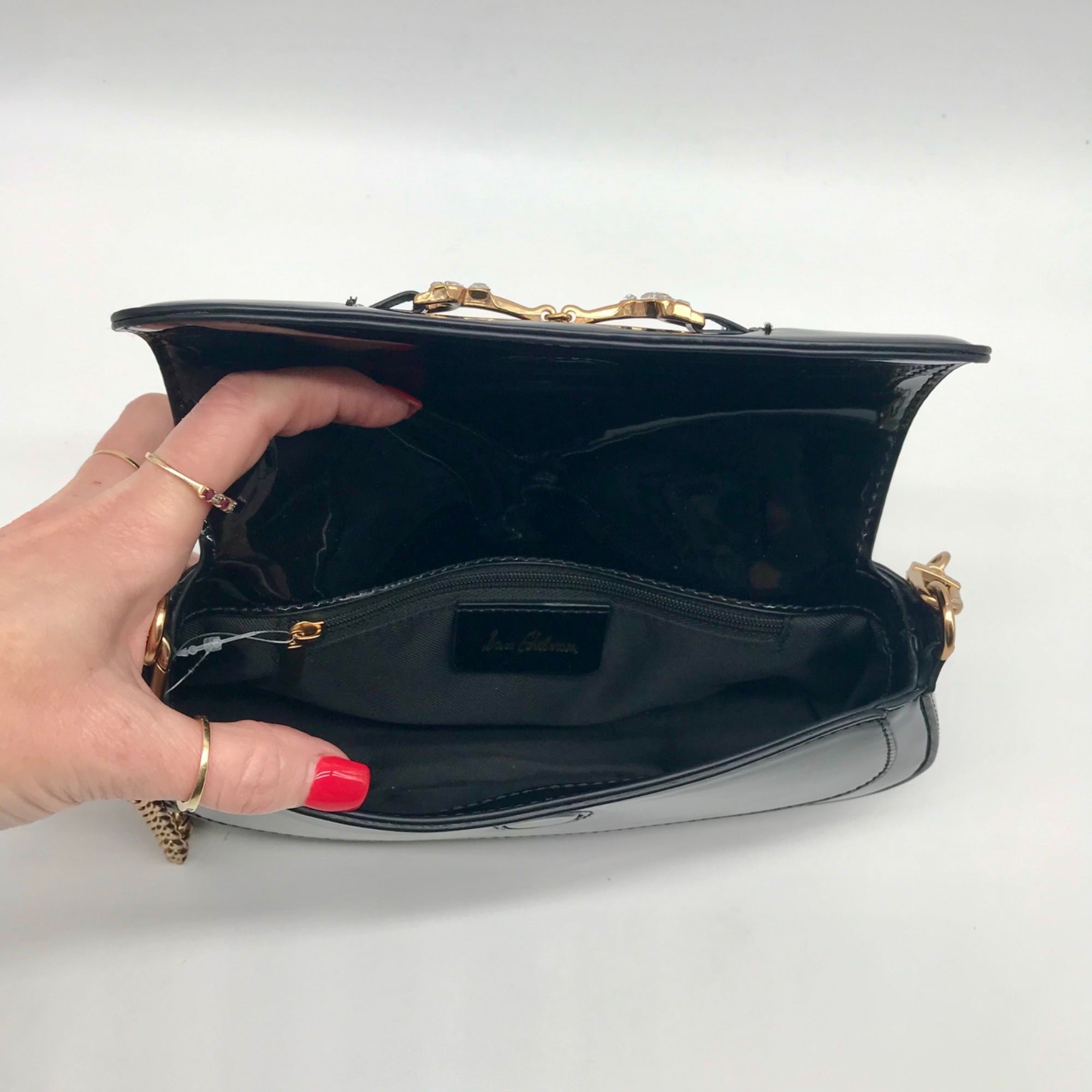 Sam Edelman Black Patent Leather Shoulder Bag