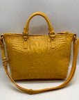 Brahmin Yellow Leather Croc Embossed Satchel Bag