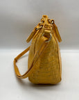 Brahmin Yellow Leather Croc Embossed Satchel Bag