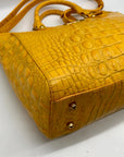 Brahmin Yellow Leather Croc Embossed Satchel Bag