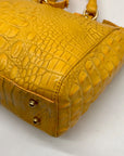 Brahmin Yellow Leather Croc Embossed Satchel Bag
