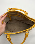 Brahmin Yellow Leather Croc Embossed Satchel Bag