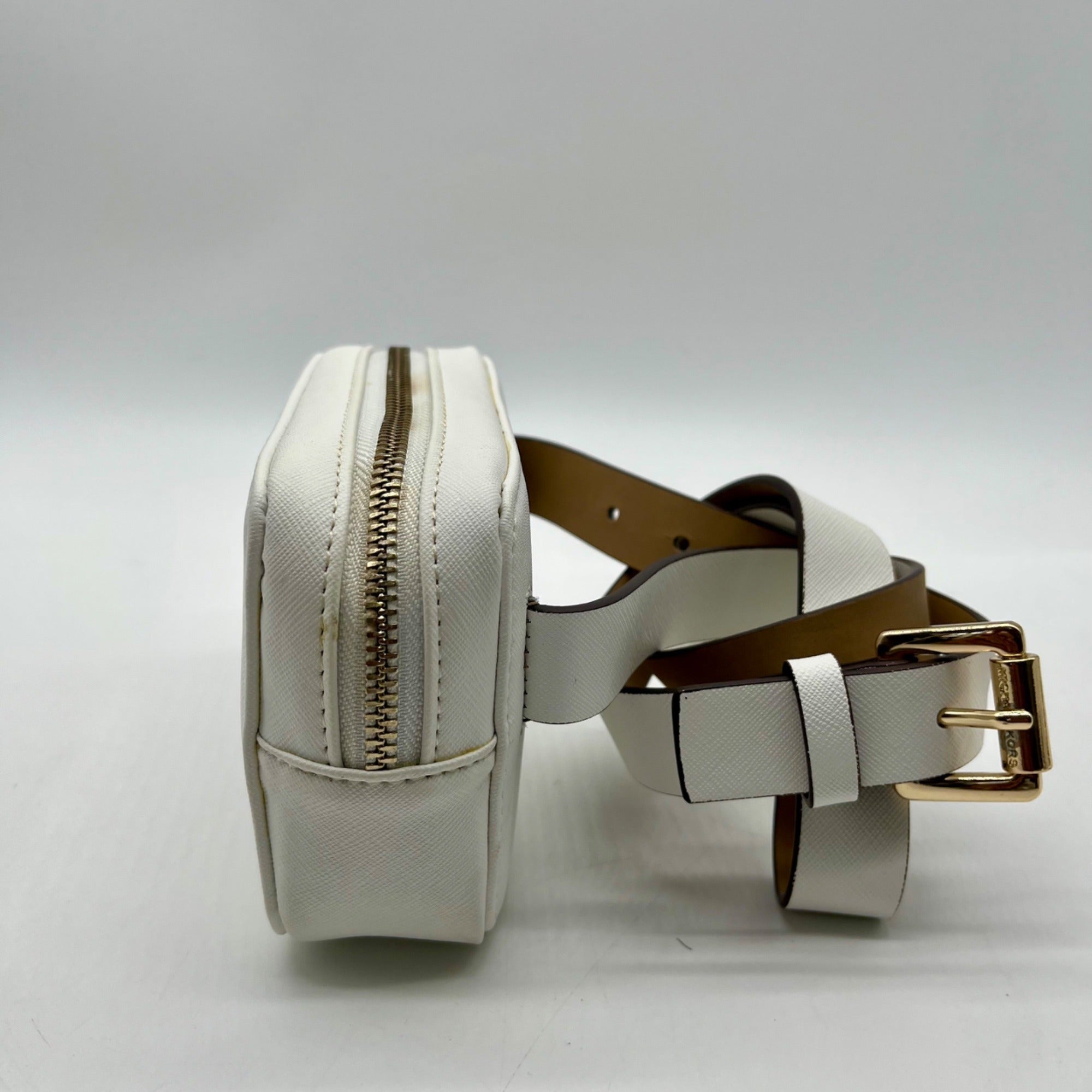 Michael Kors White Saffiano Leather Waist and Crossbody Bag