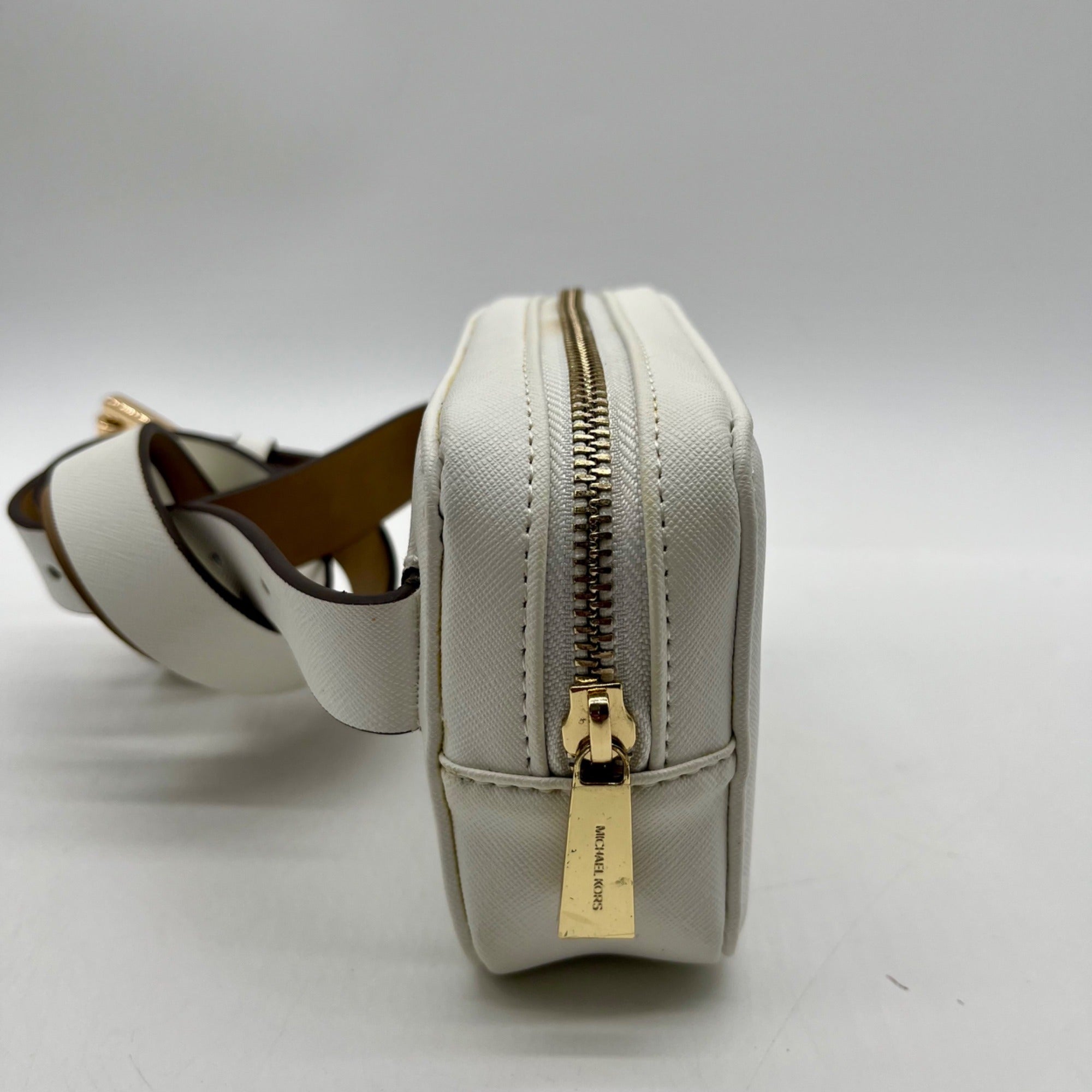 Michael Kors White Saffiano Leather Waist and Crossbody Bag