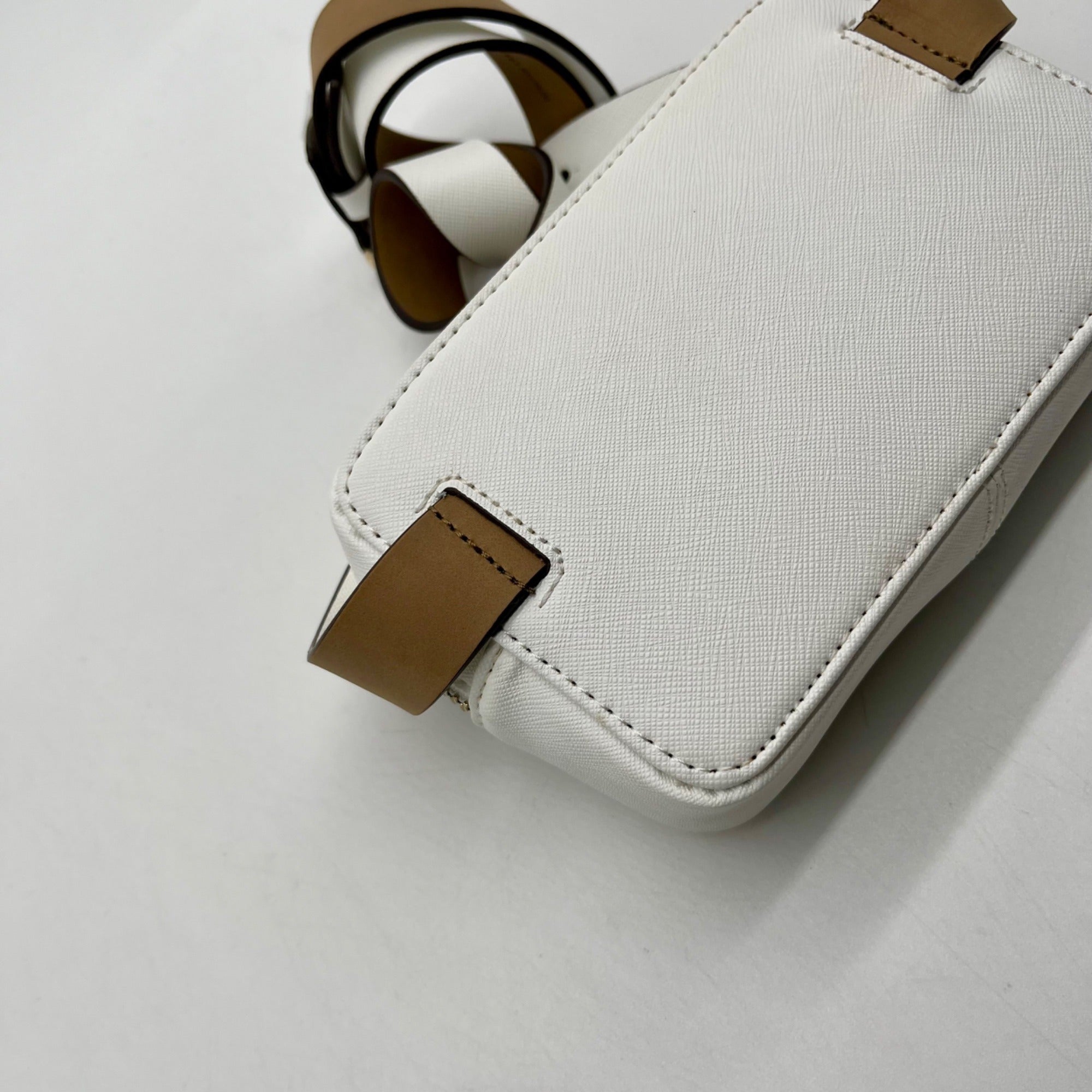Michael Kors White Saffiano Leather Waist and Crossbody Bag