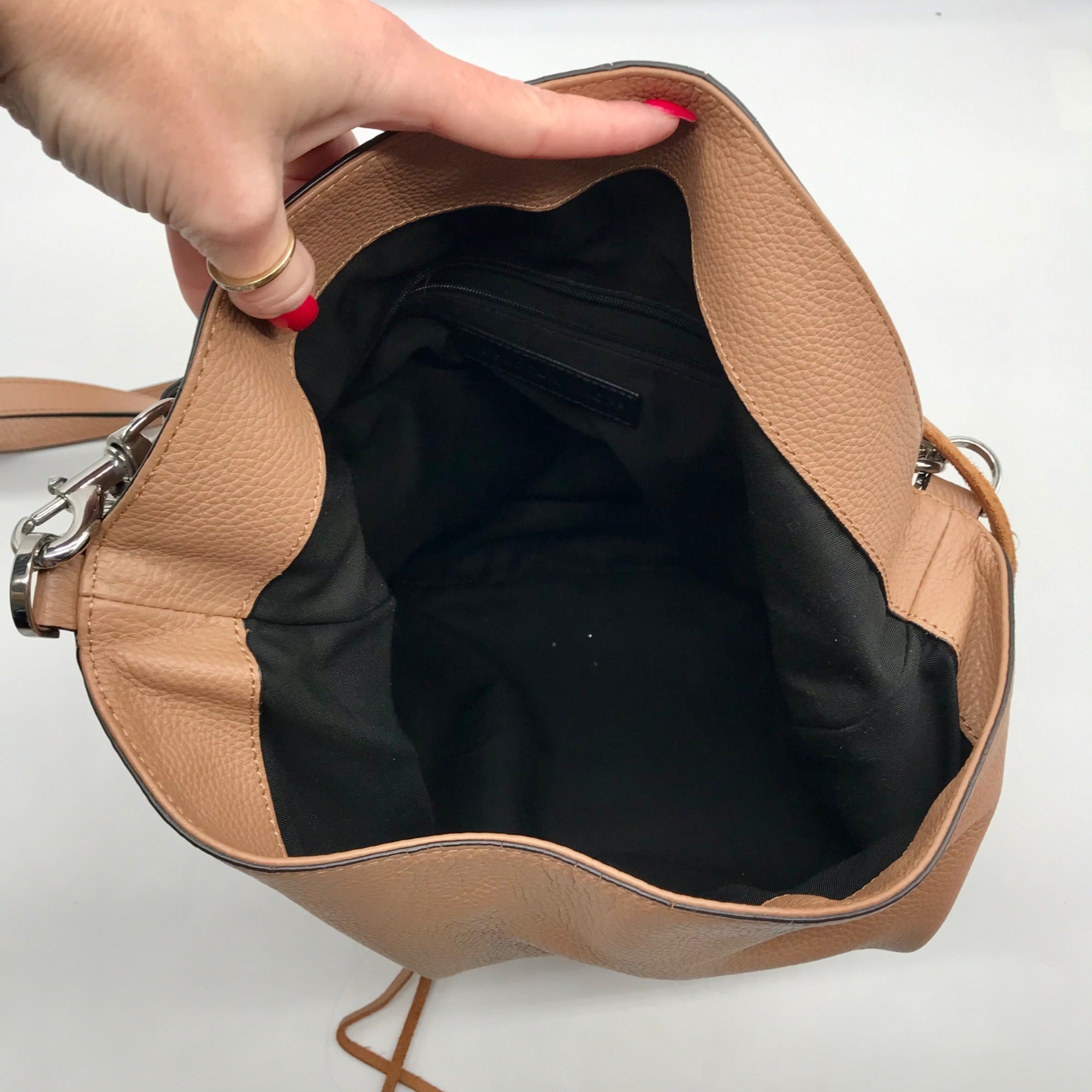 Rebecca Minkoff Tan Pebbled Leather Slim Regan Hobo Bag