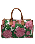 Dooney & Bourke White Pebbled Grain Hydrangea Floral Pattern Satchel Bag