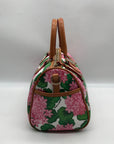 Dooney & Bourke White Pebbled Grain Hydrangea Floral Pattern Satchel Bag