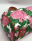 Dooney & Bourke White Pebbled Grain Hydrangea Floral Pattern Satchel Bag
