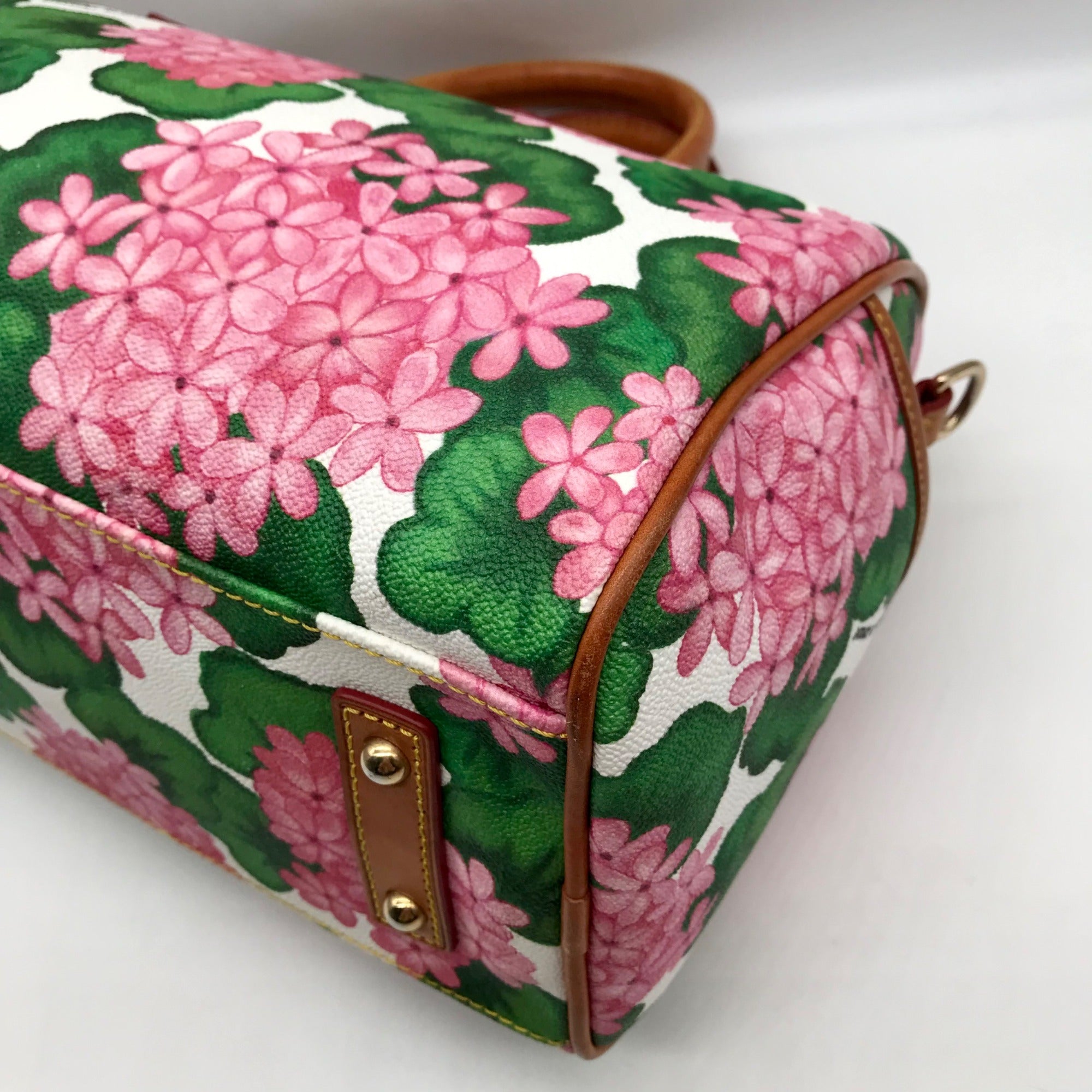 Dooney &amp; Bourke White Pebbled Grain Hydrangea Floral Pattern Satchel Bag