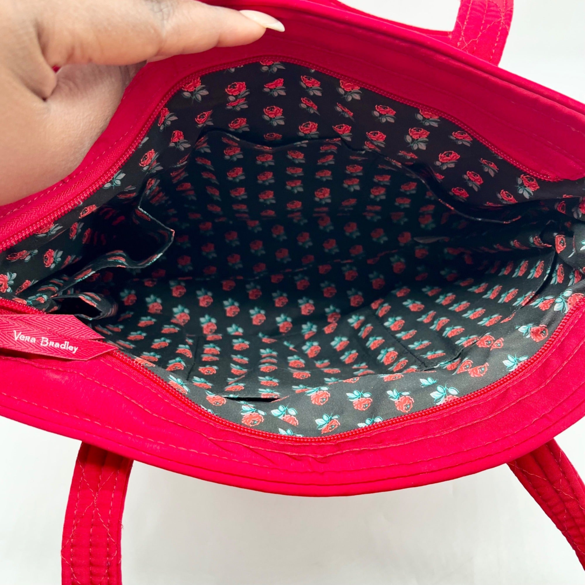 Vera Bradley Red Quilted Fabric Vera Shoulder Bag