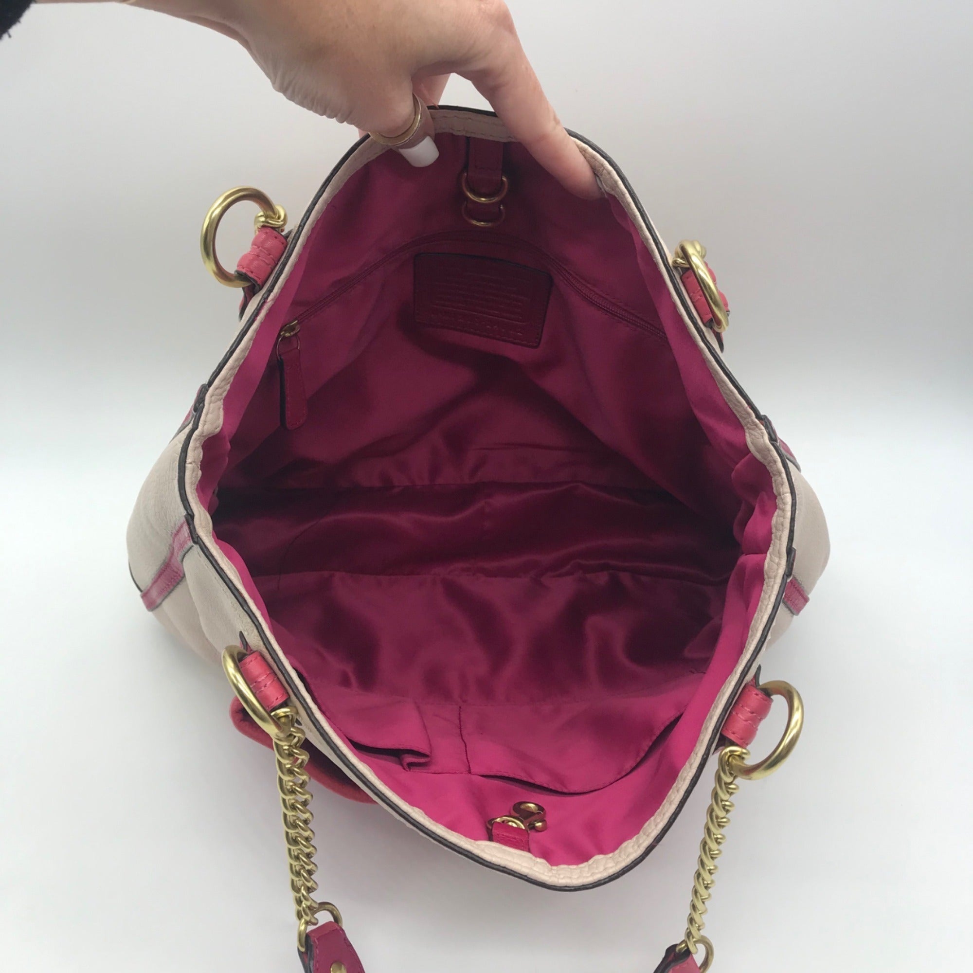 Coach Color-Block Poppy Pebbled Leather Tote Bag- 24082