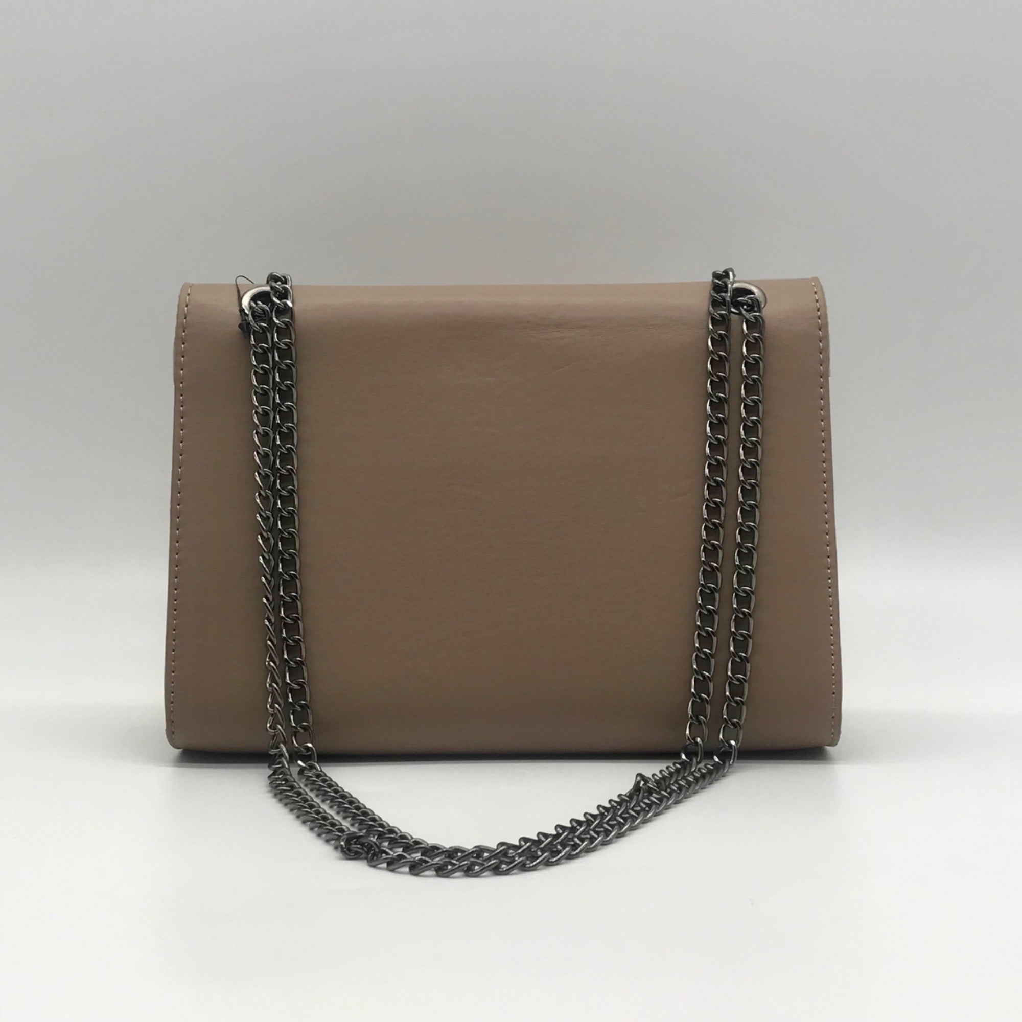 Badgley Mischka Taupe Vegan Leather Metal Tassel Crossbody