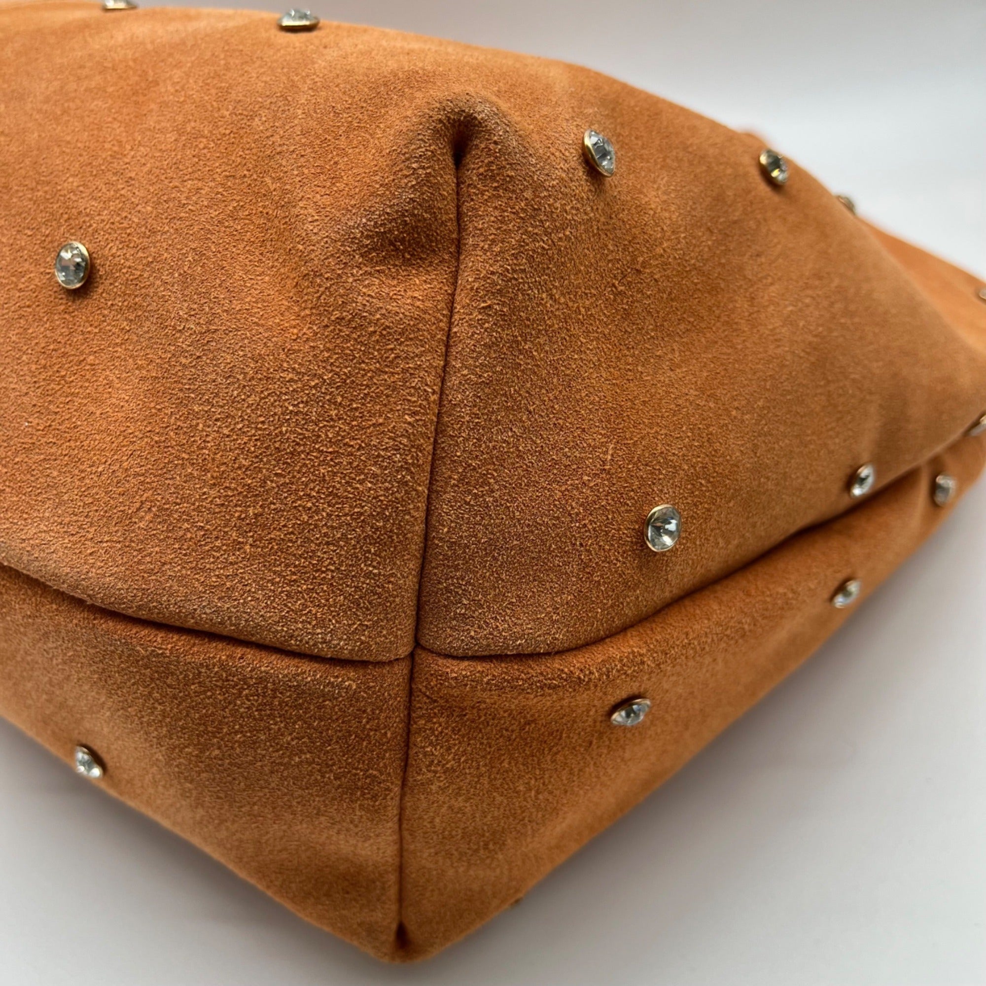 Sam Edelman Faren Rhinestone Medium Rust Suede Hobo