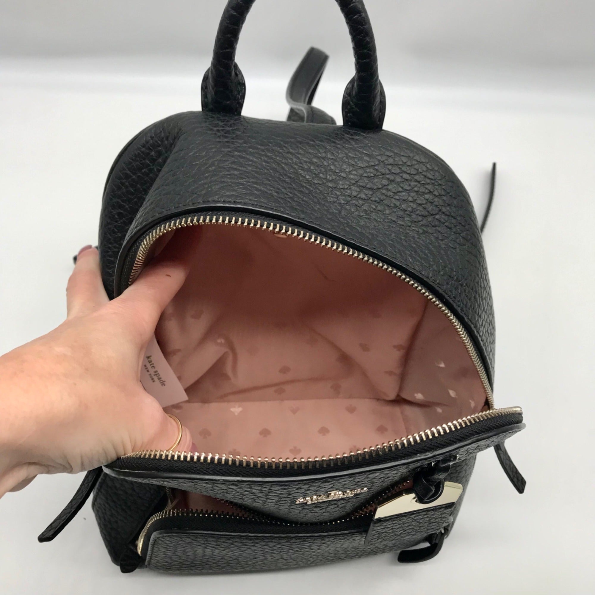 Kate Spade Black Pebbled Leather Carter Street Caden Backpack