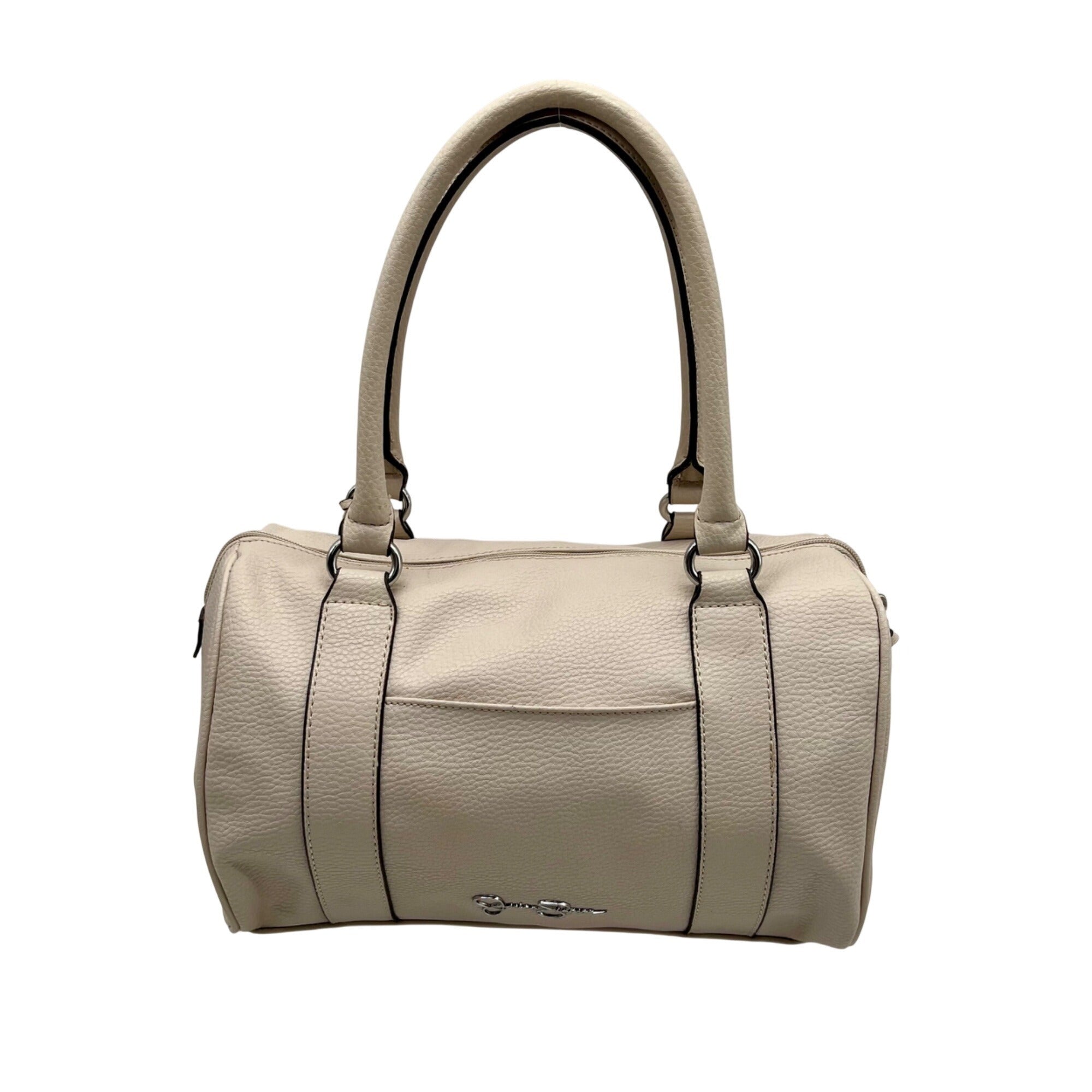 Jessica Simpson Ivory Pebbled Faux Leather Satchel