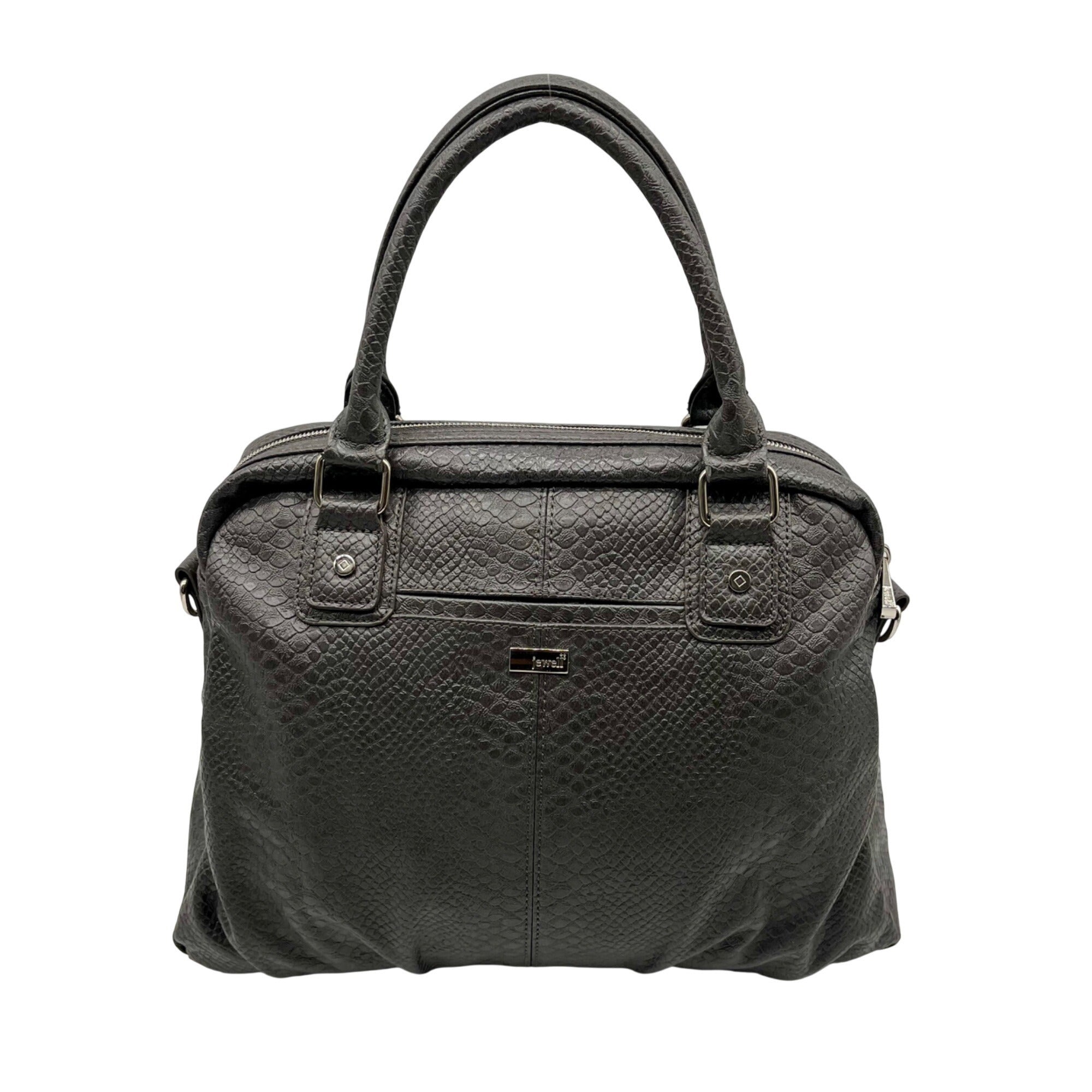 Jewell Grey Faux Snakeskin Shoulder Bag