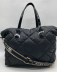 Anne Klein Black Nylon Quilted Puffed Tote Bag