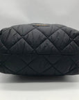 Anne Klein Black Nylon Quilted Puffed Tote Bag